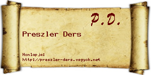 Preszler Ders névjegykártya